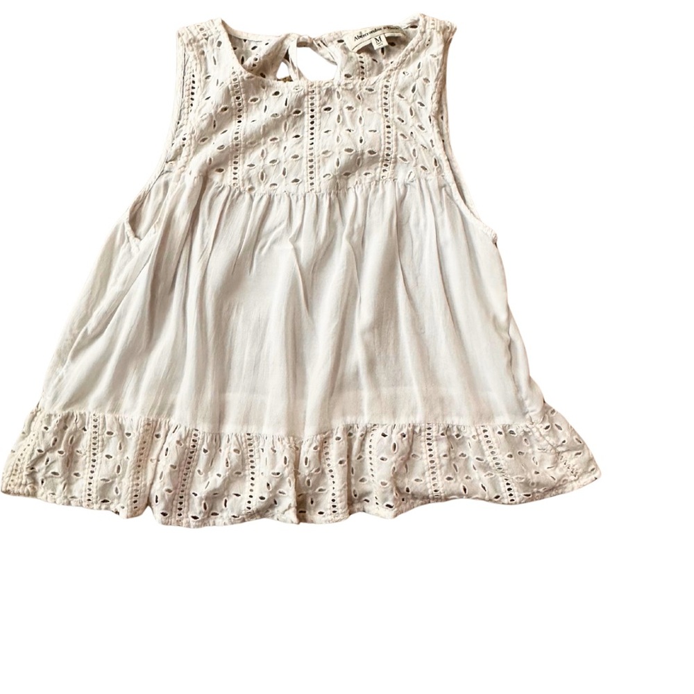 Abercrombie & Fitch White Eyelet Tank Top